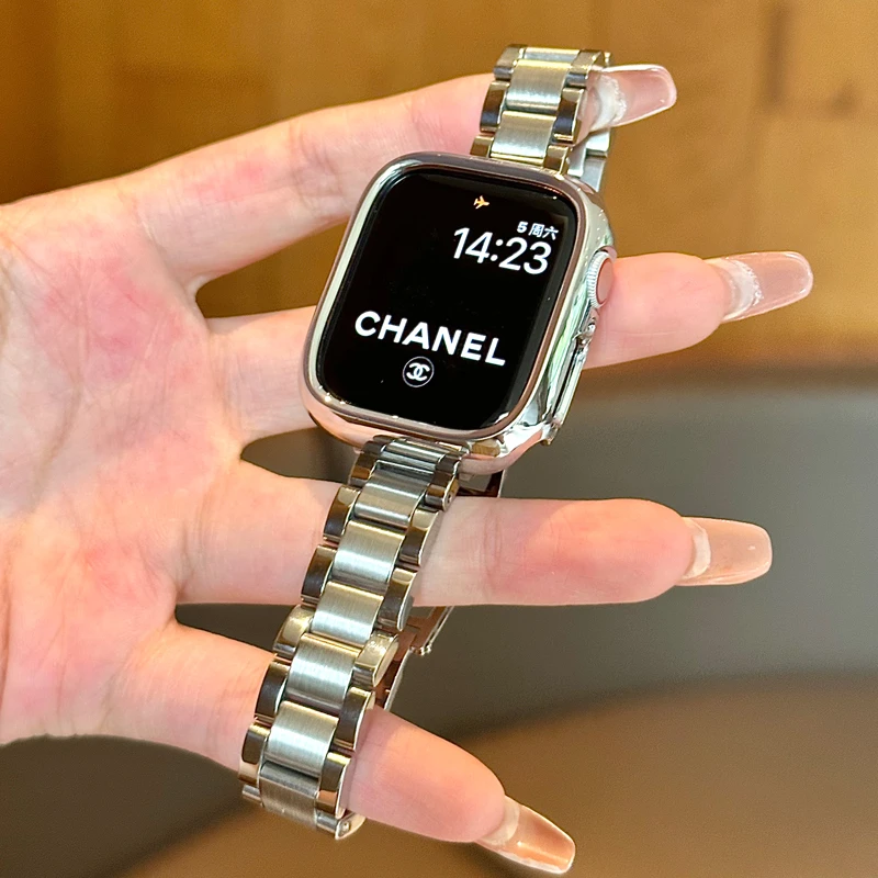 【半熟少女】适配于苹果iwatch1-11seUItra2高级ins竹节三株潮流带