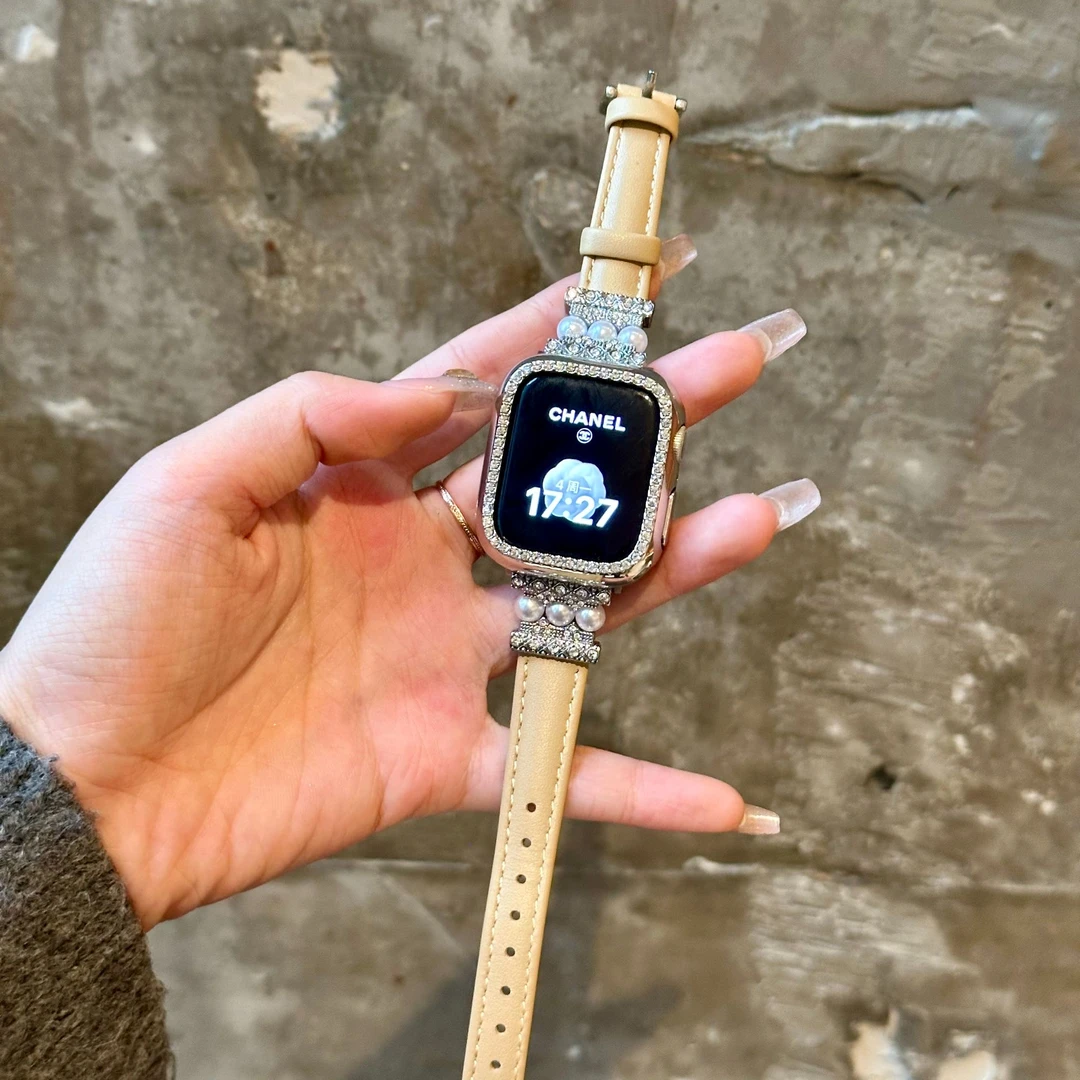 【婉婉有仪】适配于苹果iwatch1-10seUItra2六目珍珠高级感气质皮带