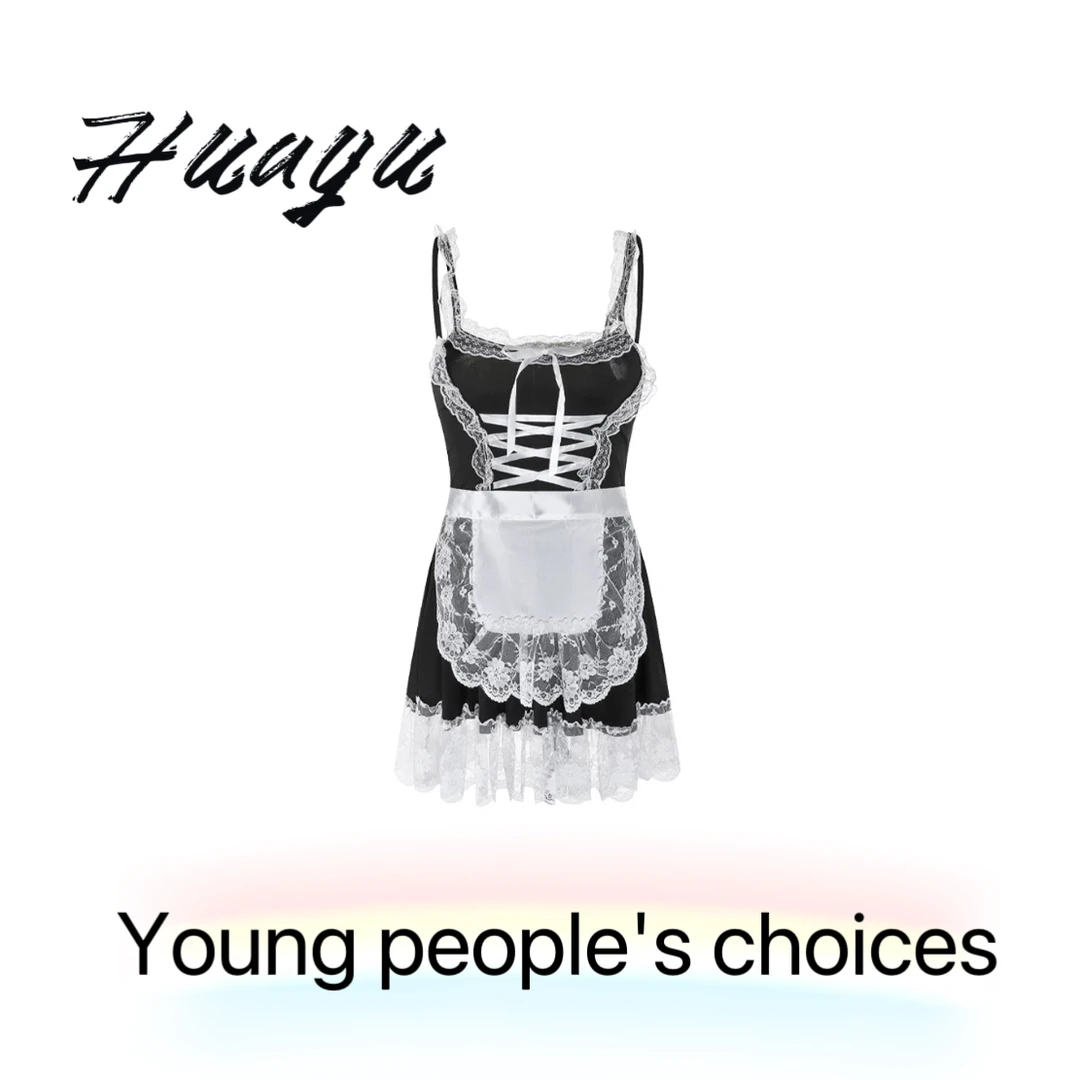 【80-190】新款气质黑色性感深v超睡裙春夏性感睡衣套装女