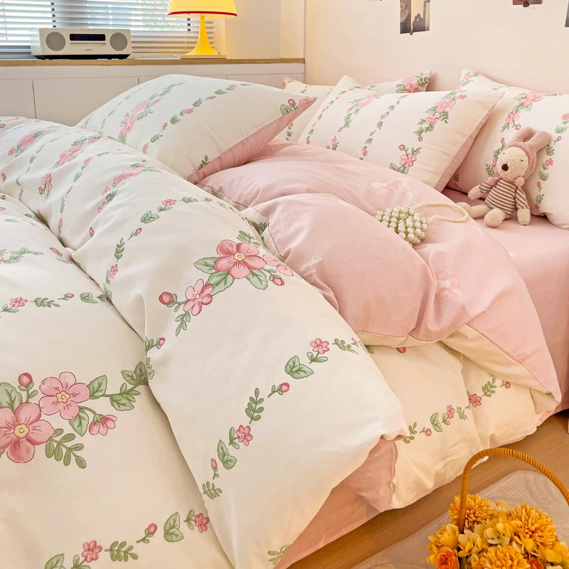 四件套床单被套床笠全棉床上用品春夏季被罩一米五宿舍纯棉三件套