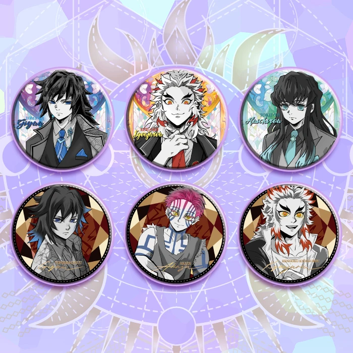 蜜蜂【转盘】《鬼灭之刃》画师授权同人反光彩窗金葱吧唧盲盒（代拆）