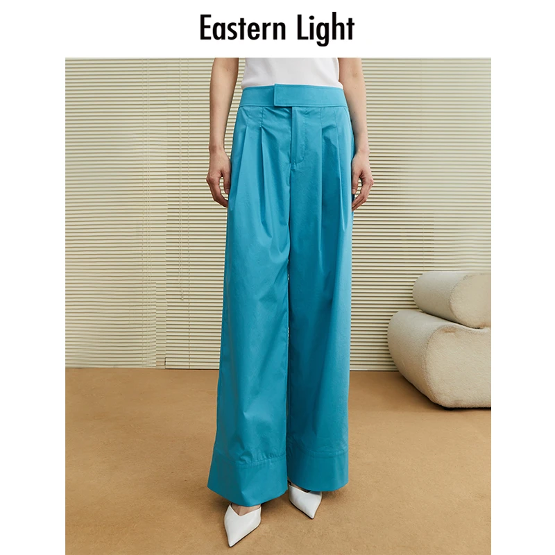 Eastern Light乙来宽边压褶长裤女士阔腿裤高腰休闲女裤