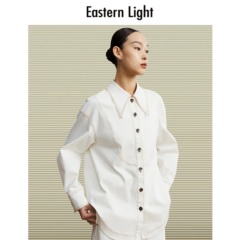 【999三件】Eastern Light乙来2024春秋小众设计女士白牛仔外套