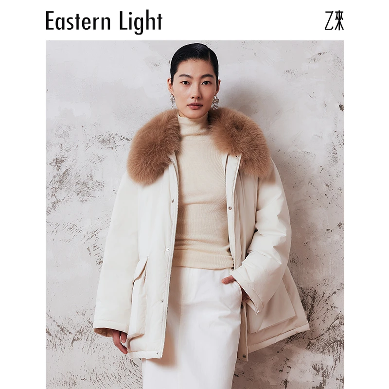 Eastern Light/乙来冬季新款可拆卸白狐毛领羽绒服保暖外套自播