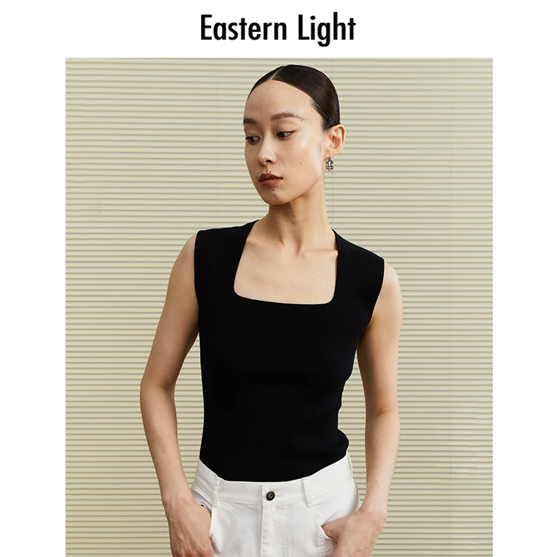 Eastern Light/乙来方领背心修身女背心打底百搭无袖女士EL