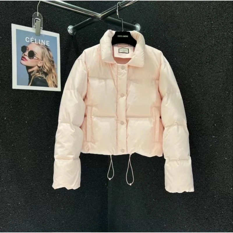 【慧慧】浅粉色显瘦设计感时尚减龄显瘦立领款面包羽绒服AB888