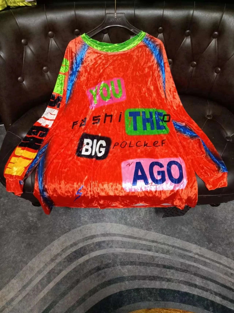 (AN.AN)高端钻石丝绒韩版休闲显瘦百搭中长款英文长袖YOU字母1231