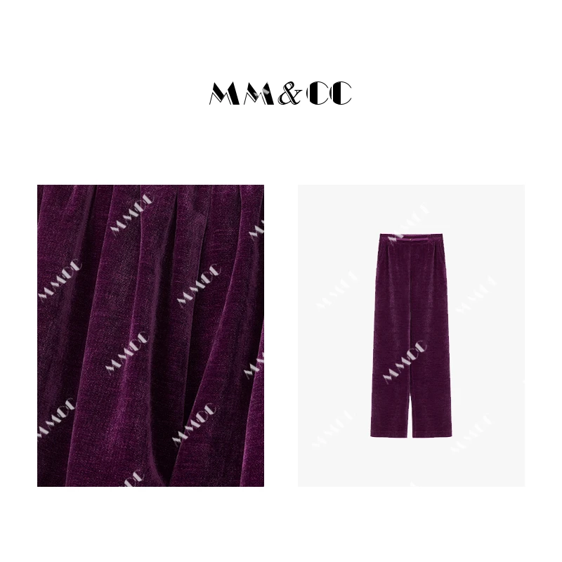 【暖阳】新中式阔腿裤女2023秋冬垂感显瘦宽松拖地裤直筒长裤E6951