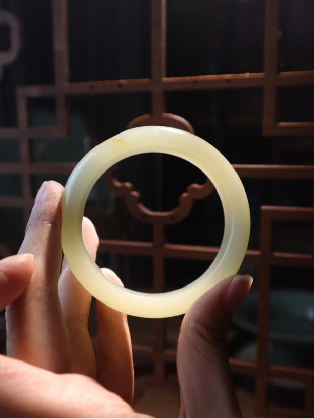 陌上诗【五月知竹】新疆料真皮洒金皮高清白手镯