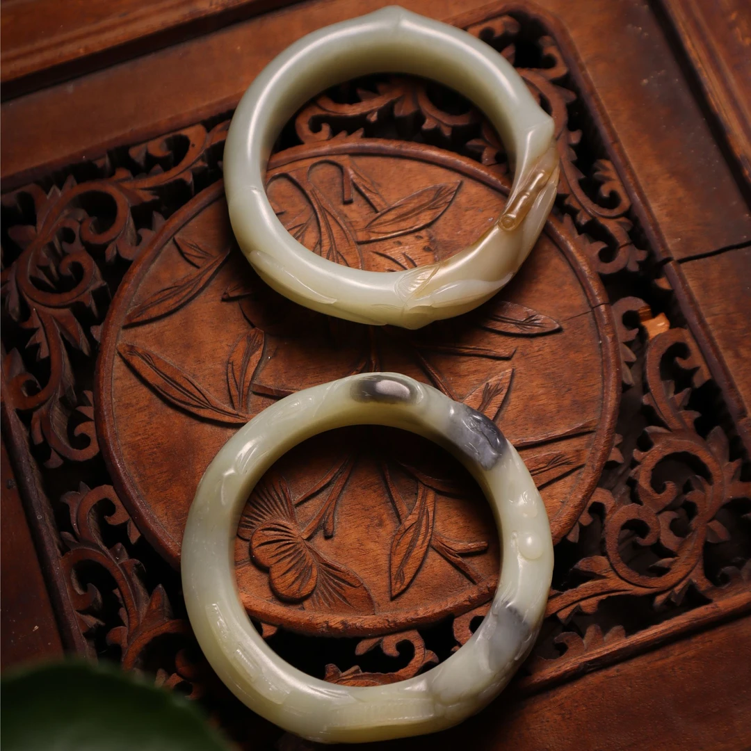 陌上诗【花非花】且末蓝奶蓝且末蓝青花竹节厚装手镯山水镯