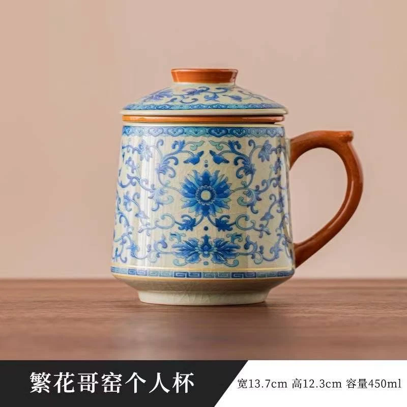 哥窑繁花个人杯办公杯1530