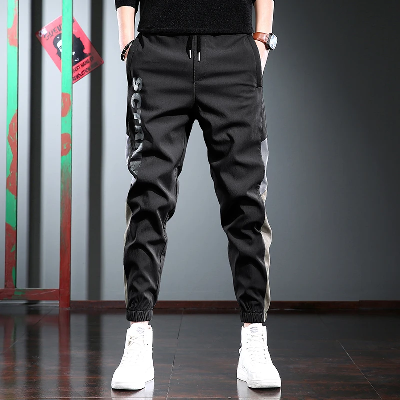 黑色休闲裤男宽松直筒哈伦裤韩版潮流秋冬裤子男潮牌运动束脚裤子