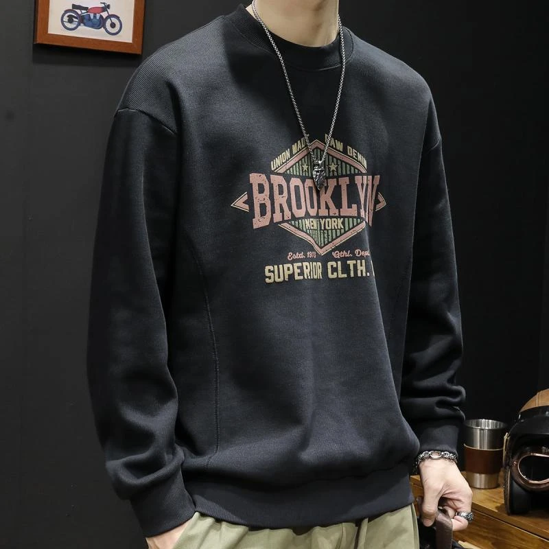 重磅圆领卫衣男秋冬款男装潮牌男款大码2023新款男士上衣长袖秋季