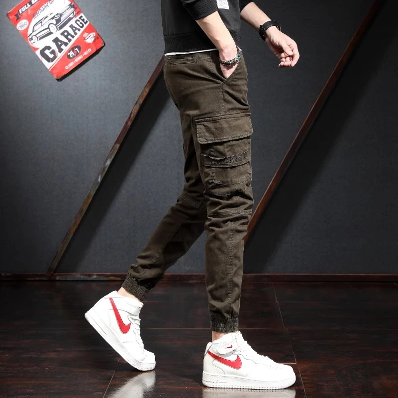 高端复古工装裤男秋季潮牌宽松束脚2025年秋冬美式男士休闲长裤子
