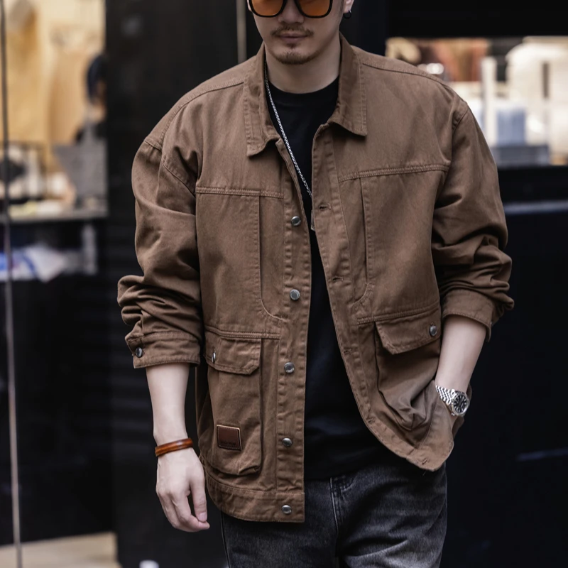 美式工装夹克男款2025夏季新款复古纯棉休闲潮流外套翻领男士上衣
