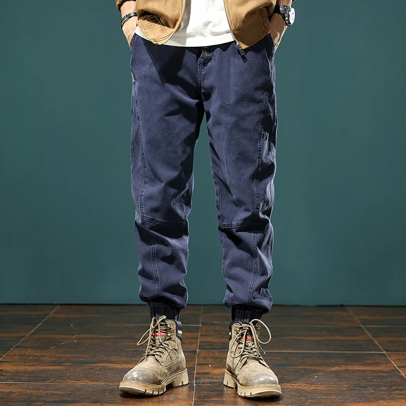 工装裤男潮牌秋冬季设计感小众美式宽松束脚哈伦裤子男士休闲长裤