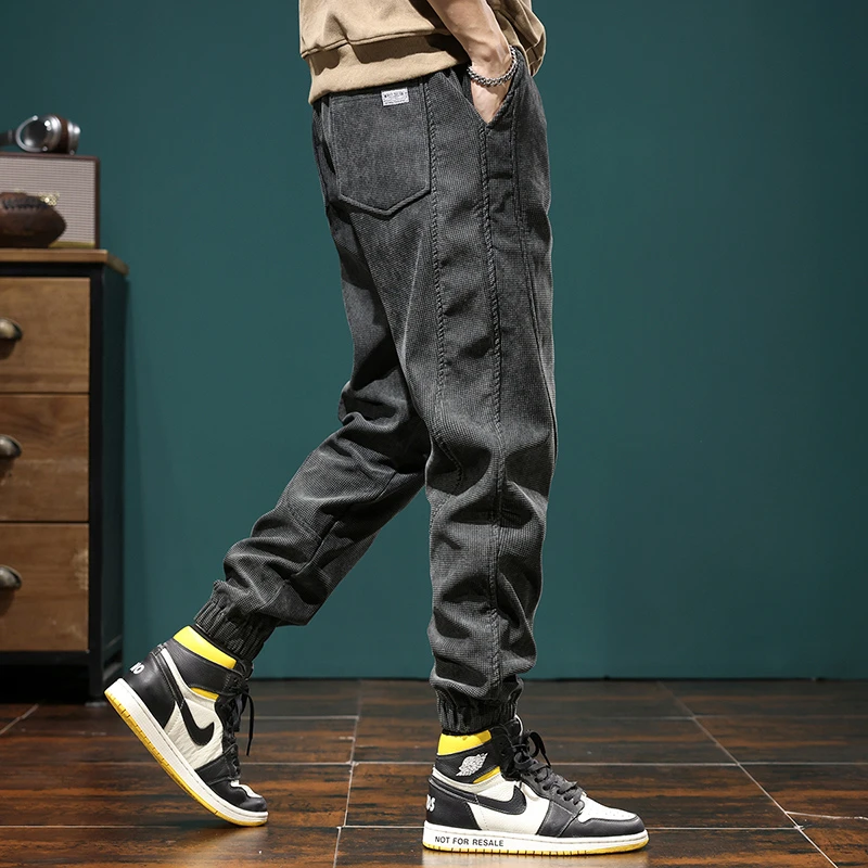 高端男士休闲裤2023秋冬季新款美式哈伦裤宽松运动束脚卫裤男潮流