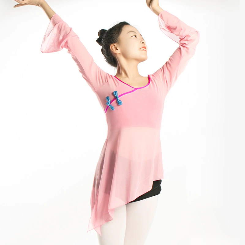 舞蹈服装女古典身韵练功服网纱上衣喇叭袖艺考学生演出服瑜伽服