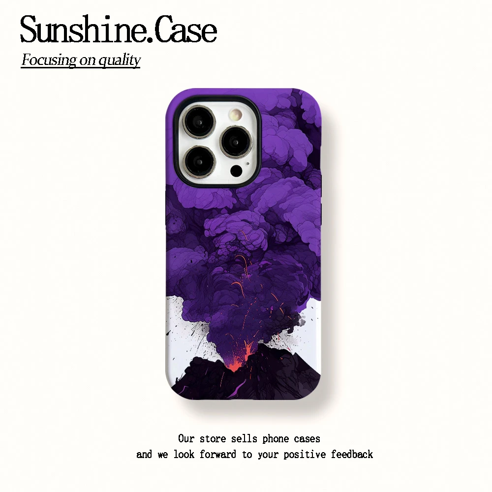 菲林二合一适用苹果华为vivo小米oppo手机壳紫色火山15PRO/14/13