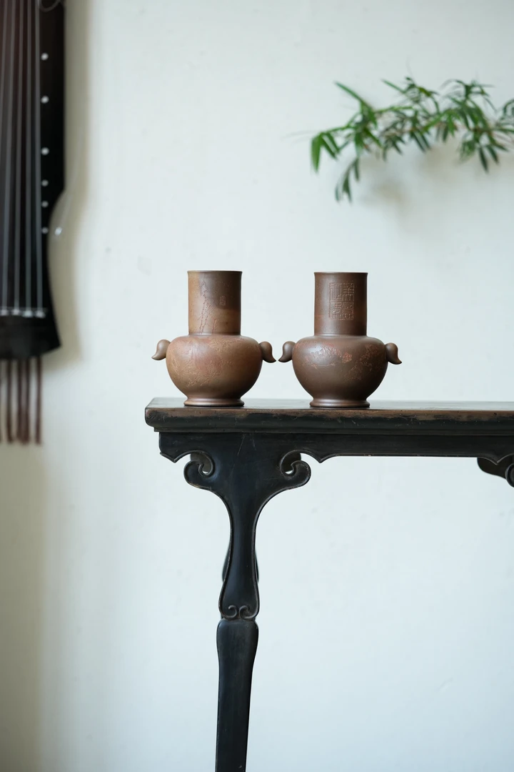 【知守.茶器】紫砂柴烧工艺，双耳对瓶