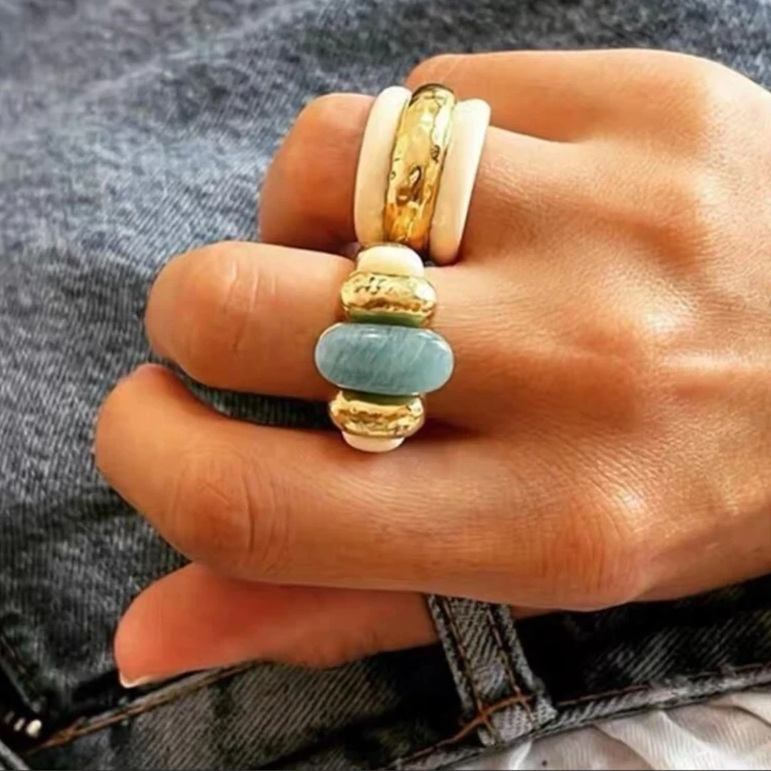 铜合金戒指 金色指环复古手工不掉色轻奢手饰品中古精美小众戒指