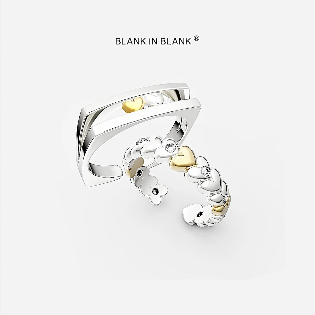 铜合金戒指 爱心戒指轻奢小众时尚高级开口戒个性ins情侣对戒礼物