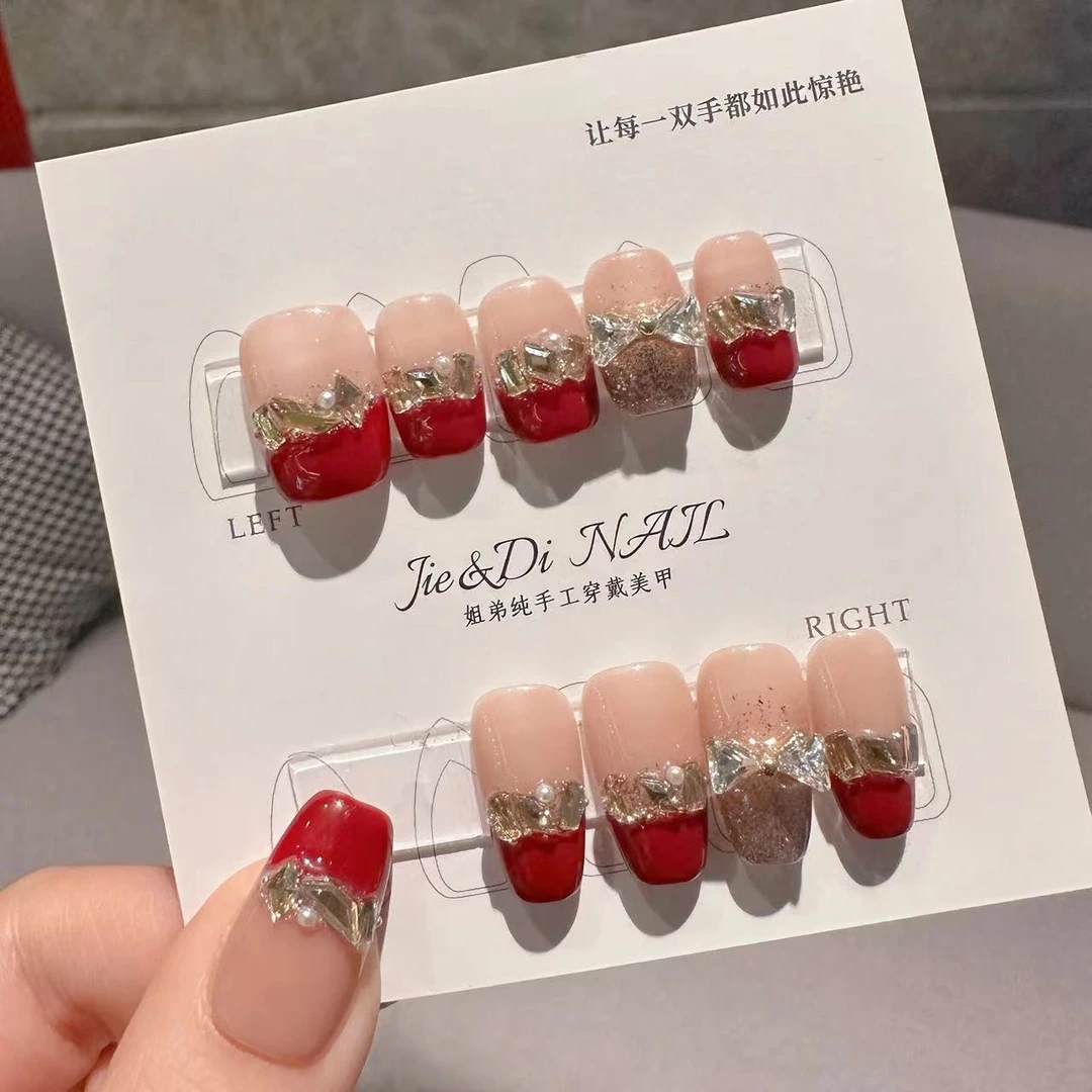 【伯爵夫人】姐弟设计师纯手工穿戴式酒红法式钻款轻奢精致气质