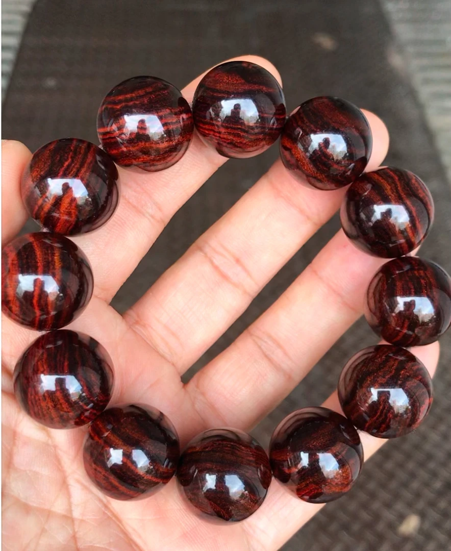 海南黄花梨铁矿大黑线2.0cm精品手串