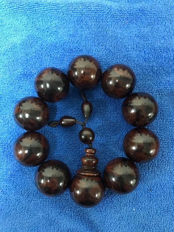 【小掌柜】海南黄花梨2.5帝王紫叉文对眼手串带国检