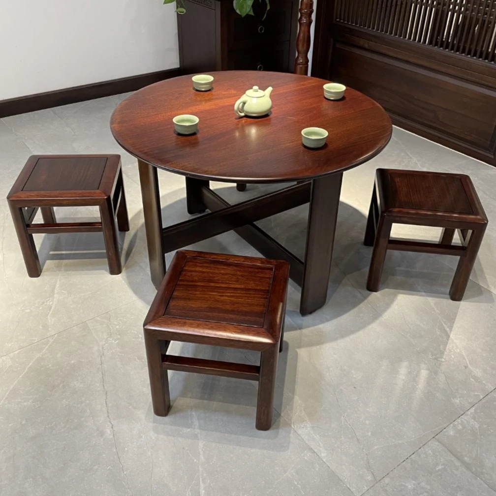 家用实木小圆桌角几新中式沙发茶几客厅小户型圆形阳台休闲桌简约