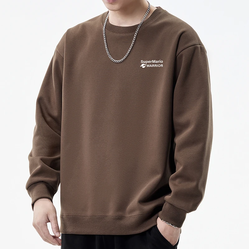 2023春秋季男士打底休闲宽松舒适长袖百搭潮流时尚简约圆领卫衣