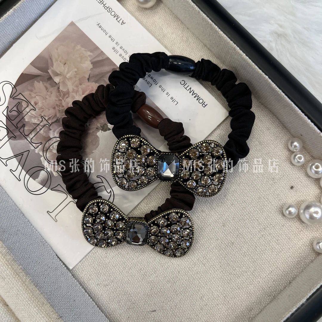 帛妃  简约百搭时尚蝴蝶结复古发圈高弹力发绳肠圈头绳橡皮筋