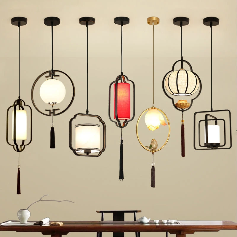 中国风现代中式床头小吊灯单头餐厅走廊吧台茶室书房入户玄关灯具