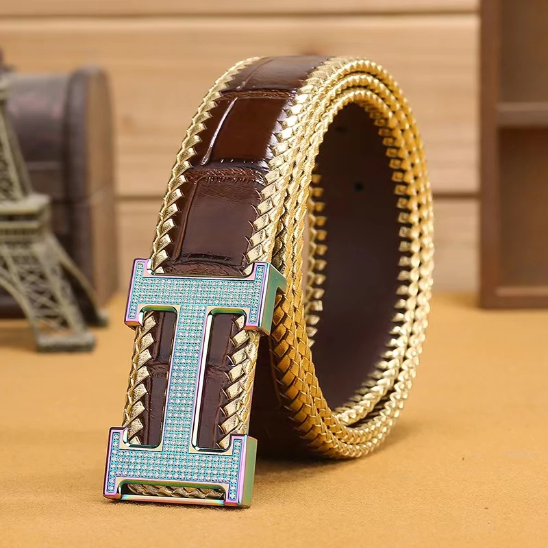 pp品牌男士真皮皮带韩版潮牛皮时尚腰带平滑工字扣百搭商务裤腰带