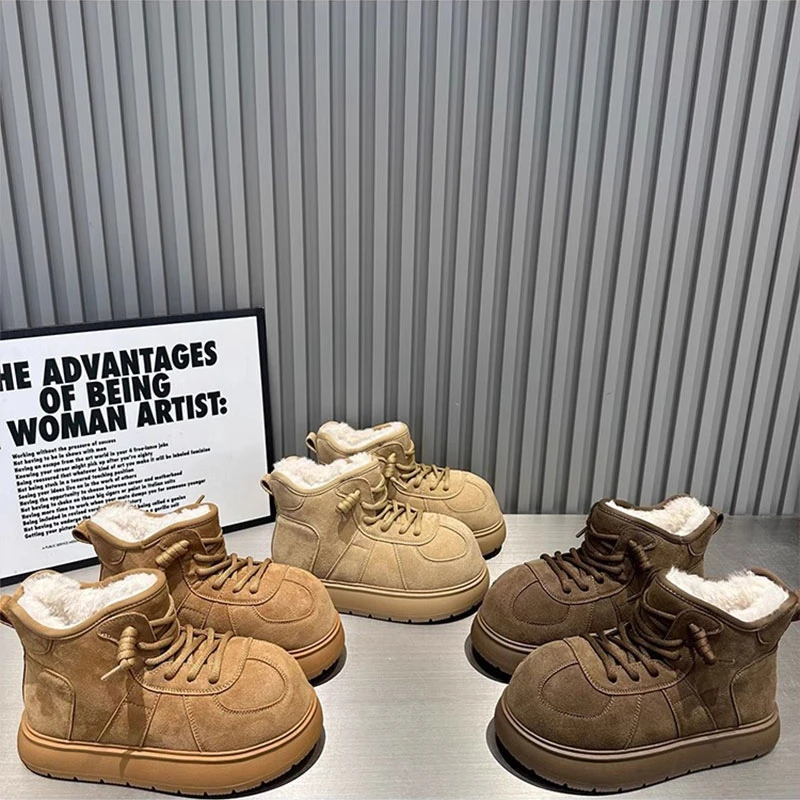 加厚雪地靴女冬季2025新款时尚高帮棉鞋百搭厚底休闲保暖短筒棉靴