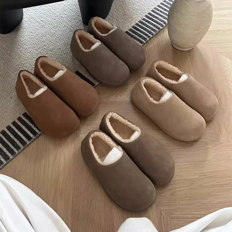 加绒勃肯鞋女2024新款秋冬季外穿厚底全包毛毛鞋子一脚蹬保暖棉鞋