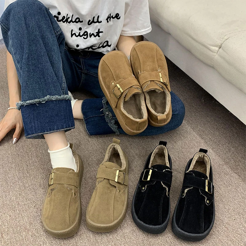 复古加绒厚底增高勃肯鞋女2024年新款秋冬季保暖雪地靴博肯棉鞋子