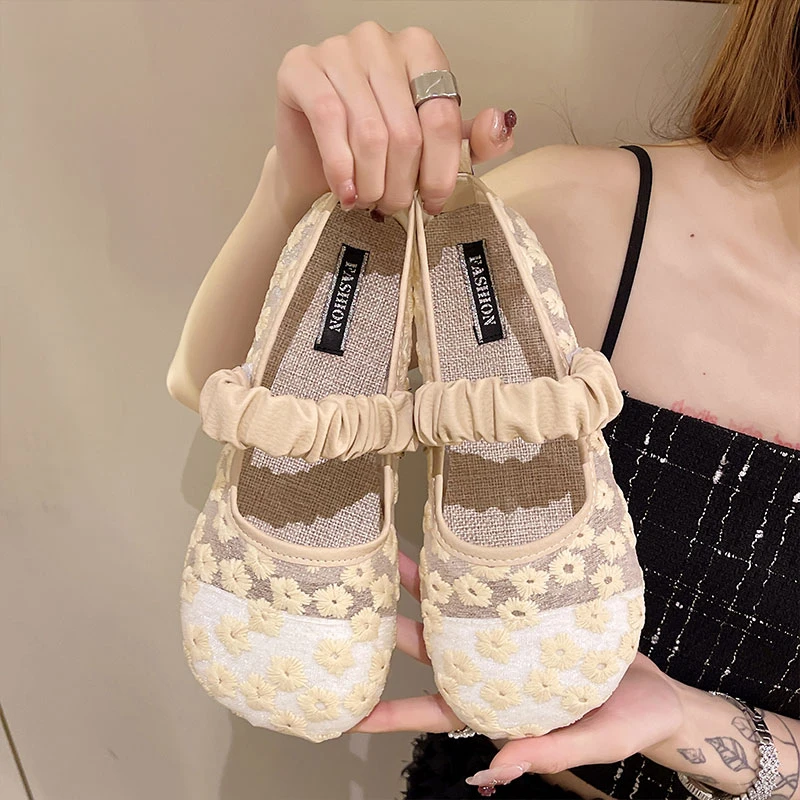 玛丽珍凉鞋女夏季透气网面鞋平底豆豆渔夫鞋配裙子法式晚风奶奶鞋