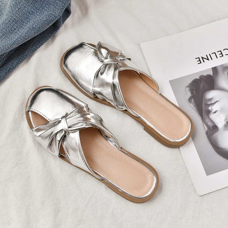 晚晚平底法式夏季一脚蹬法式温柔软底包头半拖鞋女夏法式尤莱特