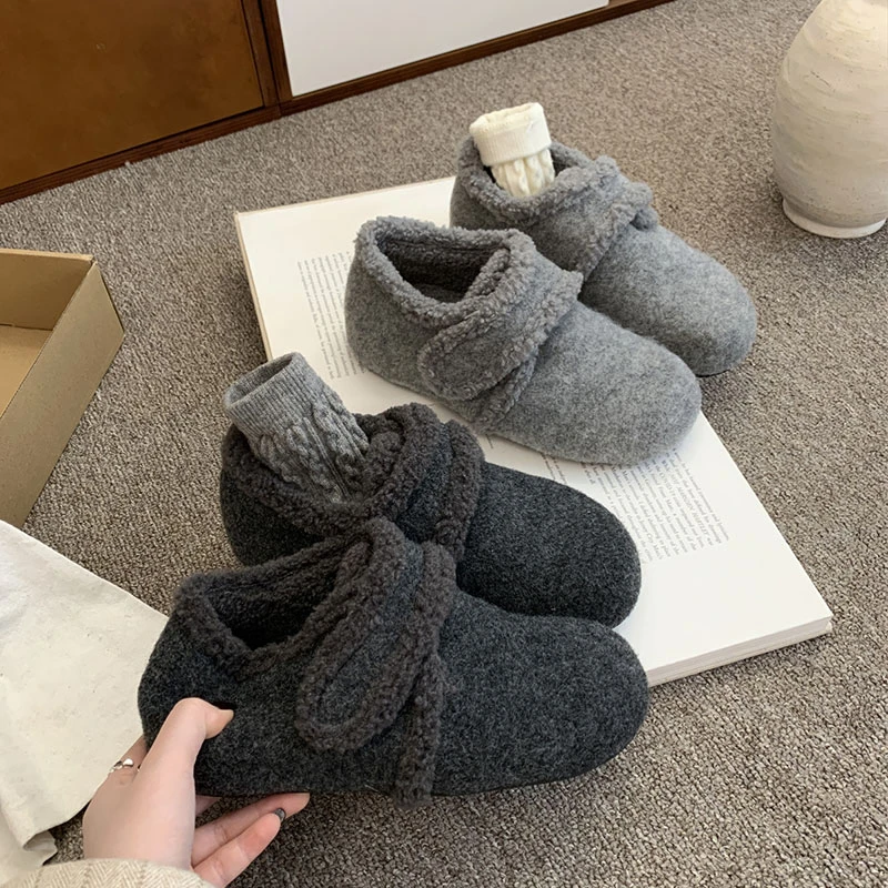 厚底秋冬季女鞋加绒勃肯鞋女2025新款百搭保暖鞋毛毛鞋棉鞋雪地靴