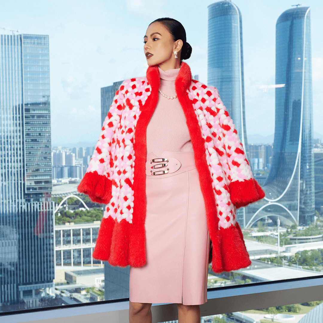 香港紫貂2024冬季新款女装中长款重工刺绣外套S23116