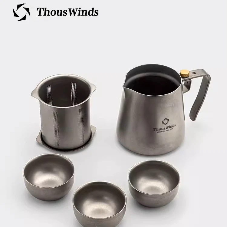 Thous Winds千风茶道钛茶具双层轻量旅行茶壶便携泡咖啡茶具套装