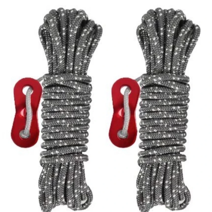 天幕帐篷风绳2根4m带锁扣撑杆固定拉绳加粗调节晾衣绳地钉反光