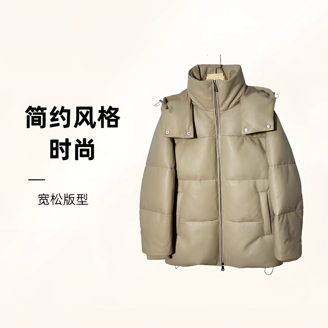 唯衣曼   连帽时尚女款真皮保暖羽绒服皮衣女外套百搭(22820-2)