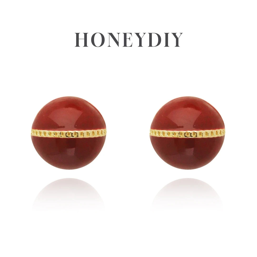 honeydiy 铜合金耳饰 【满月之约】冬季法式复古圆形耳钉百搭耳环女