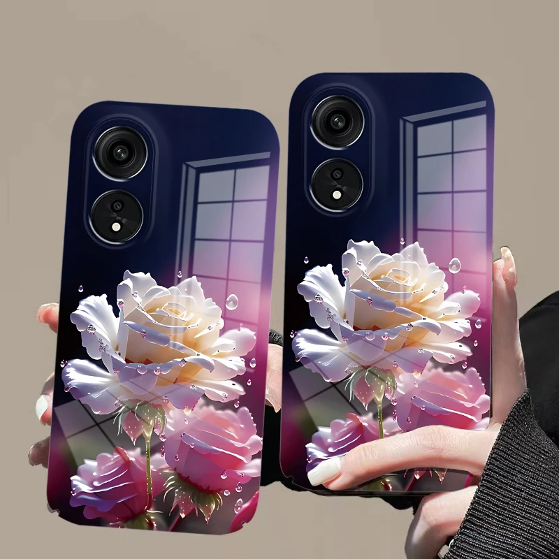 适用于【oppoA1pro 5G】菲林亮面高级紫色渐变水滴花全包手机壳