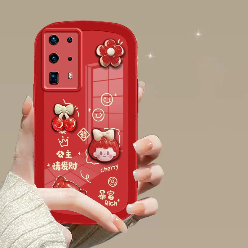 适用于【华为p40pro+】小胖妞公仔公主请发财全包手机壳