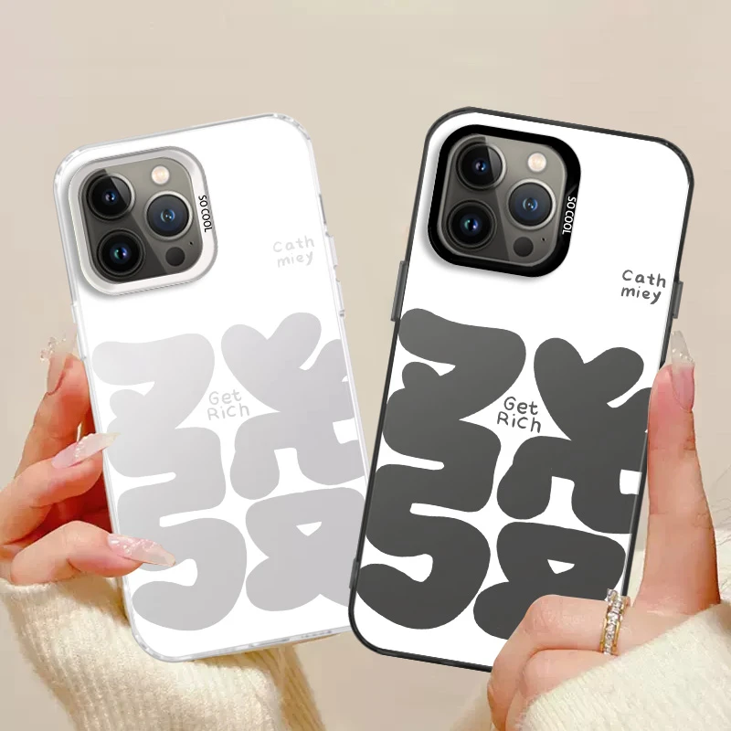 适用于【苹果14pro】亚银撞色大字发防摔保护手机壳