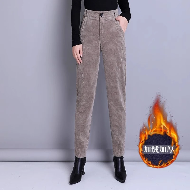 灯芯绒裤子女2025春秋冬新款小个子哈伦裤休闲长裤九分小脚萝卜裤