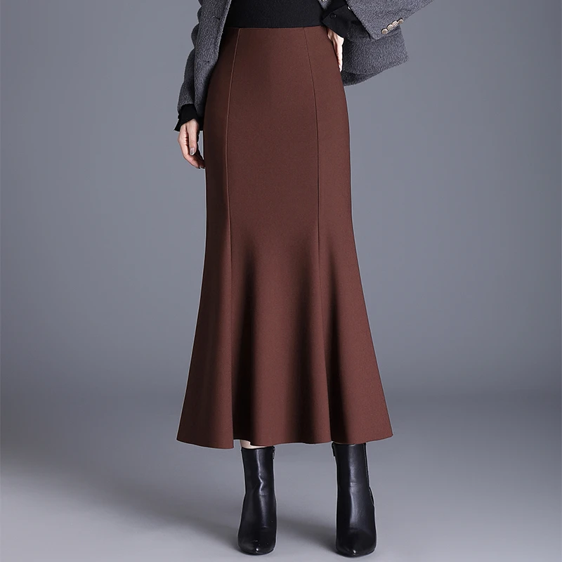 加厚冬季鱼尾长裙半身裙女2025年新款高腰显瘦气质冬裙修身包臀裙